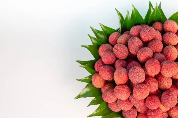 Red Lychee Fruit Placed Basket White Background — Stockfoto