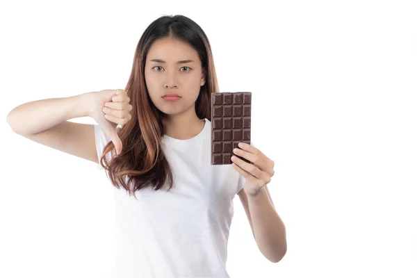 Women Who Chocolate Isolated White Background — Stock Photo, Image