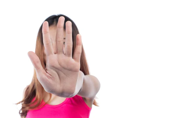 Mulher Fazendo Parar Gesto Com Mão — Fotografia de Stock