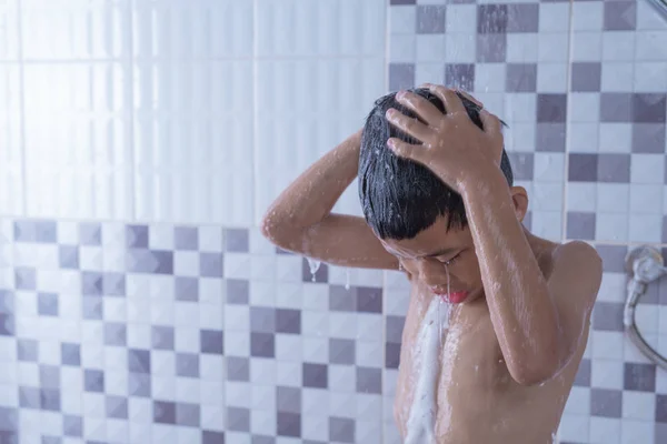 Asian Boy Standing Shower — Stock Photo, Image