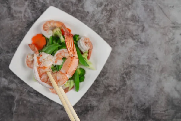 Stir Fried Mixed Vegetables Shrimp — Stock Photo, Image
