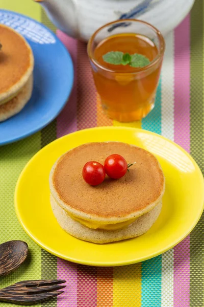 Dorayaki Pancakes stuffed with Vanilla Japanese food.