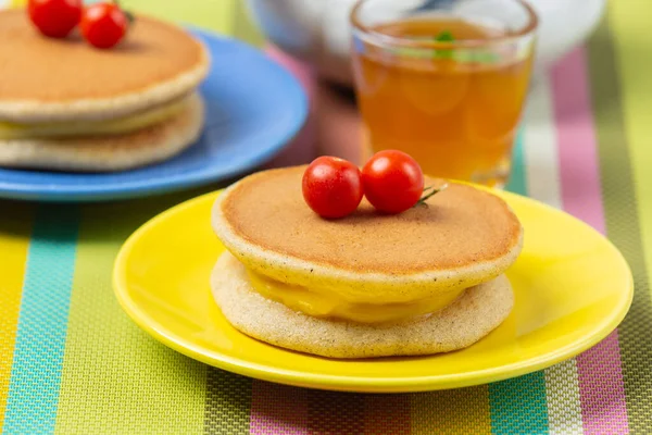 Dorayaki Pancakes Stuffed Vanilla Japanese Food — Stock Photo, Image