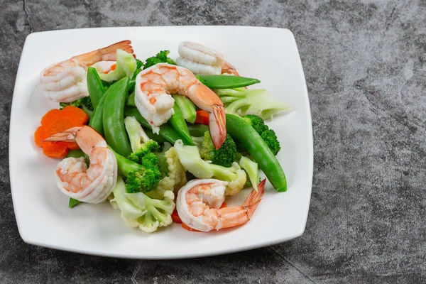 Stir Fried Mixed Vegetables Shrimp — Fotografia de Stock