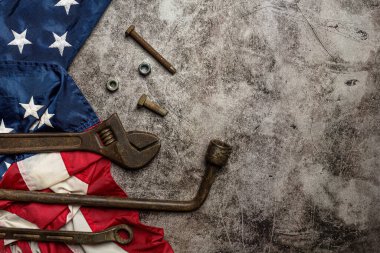 Siyah Arkaplanda Birleşik Devletler Bayrağı.