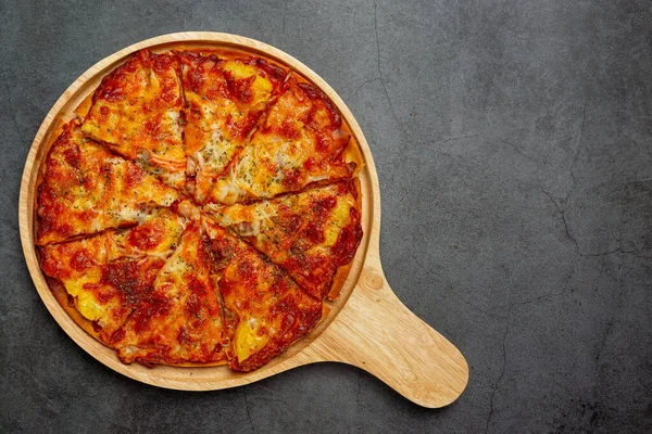 Deliziosa Pizza Hawaiana Ingredienti Cottura — Foto Stock