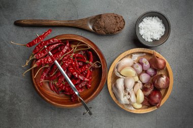 Tayland yemeği baharatlı biber ezmesi.