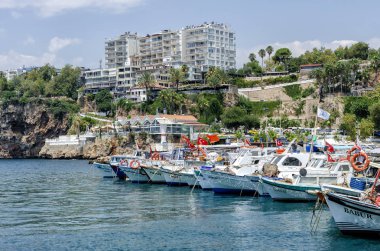 Antalya, Türkiye - 26 Temmuz 2019 Antalya'da Yatç Limanı limanı,