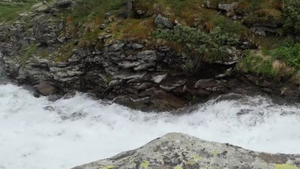 Чистая Естественная Вода Горном Ручье Среди Камней — стоковое видео