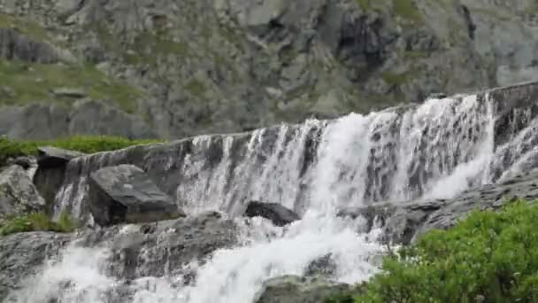 Sauberes Natürliches Wasser Wasserfall Der Von Einem Schmelzenden Gletscher Den — Stockvideo