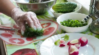 Vejetaryen, basit yemekler. Çevre dostu organik. Aşçı yemek pişirmek için dereyi bıçakla keser..