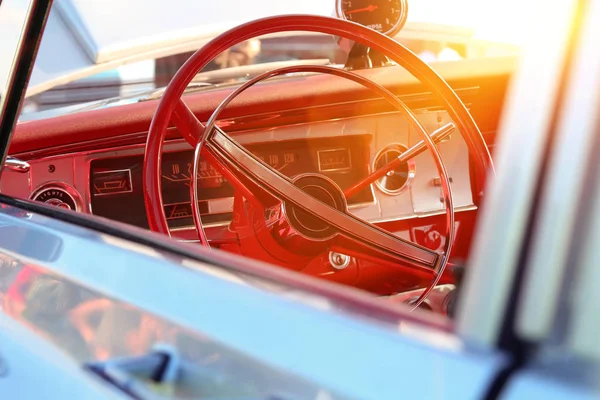 Retro Vintage Car Car Wheel Steering — Stock Photo, Image