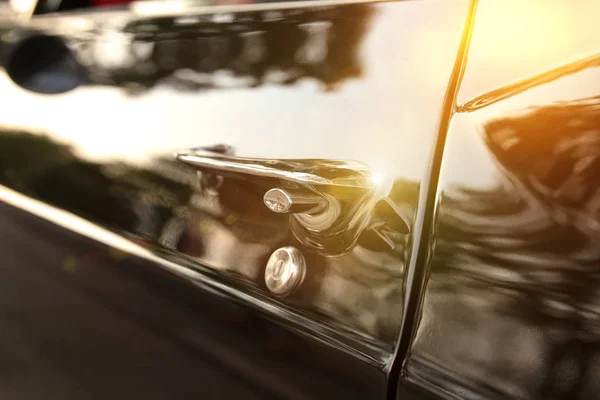 Retro Vintage Black Car Car Door Handle — Stock Photo, Image