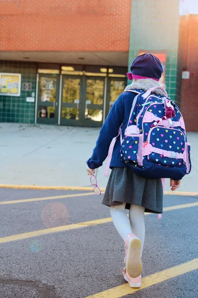 School Girl Going School Backpack Royalty Free Stock Images