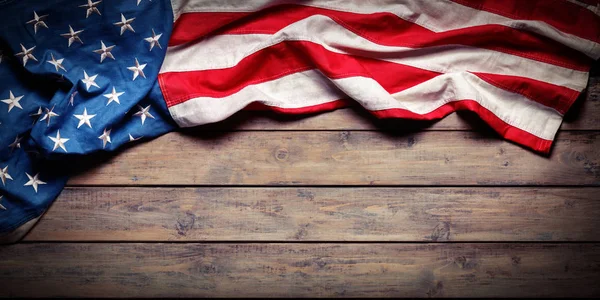 Bandiera Americana Sul Tavolo Legno Grunge Textures — Foto Stock