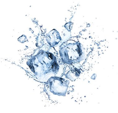Ice Cubes Splashing - Cool Refreshing Crystals With Water Drops clipart