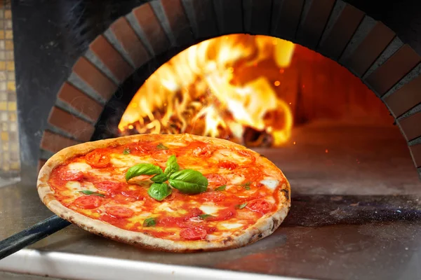 Hot Margherita Pizza Baked Oven — Stock Photo, Image
