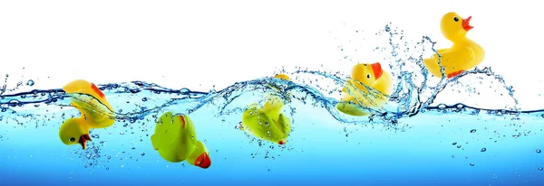 Rescue Assistance Concept Rubber Duck Drowning Floating Water — Stock Photo, Image