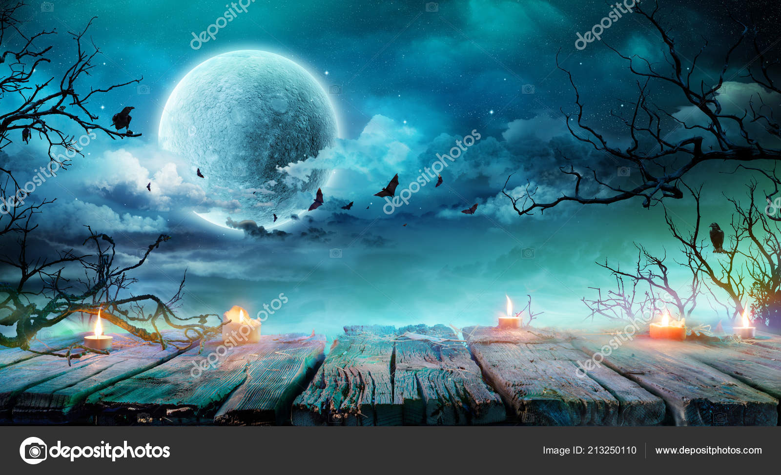 10x15FT-Halloween Moon Lighting Photography Backdrops Candle Skull Studio Photo Background 10x15FT-Halloween Moon Lighting Photography Backdrops Candle Skull Studio Photo Background