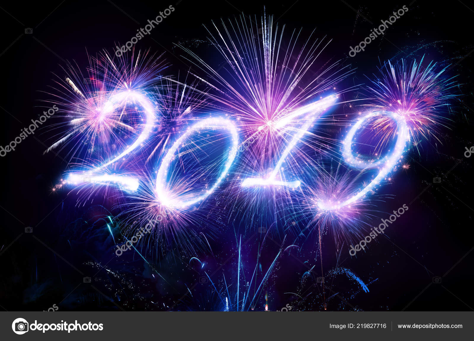 Happy New Years 2019 Fireworks Stock Photo by ©rfphoto 219827716