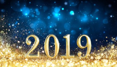 Mutlu yeni yıl 2019 - parıldayan altın toz