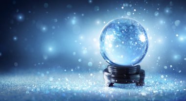 Snow Globe Sparkling In Shiny Background clipart