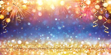 Mutlu yeni yıl Glitter ve havai fişek ile