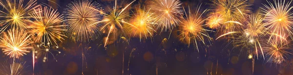 Happy New Year Border Golden Fireworks — Stock Photo, Image