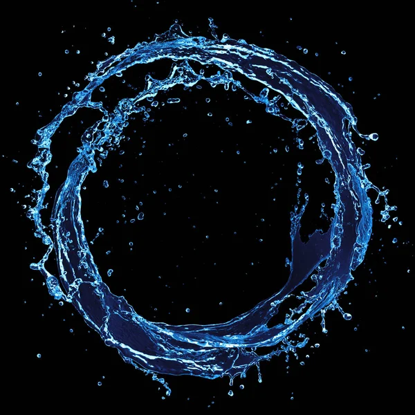 Circle Water Splash Black Background — Stok Foto