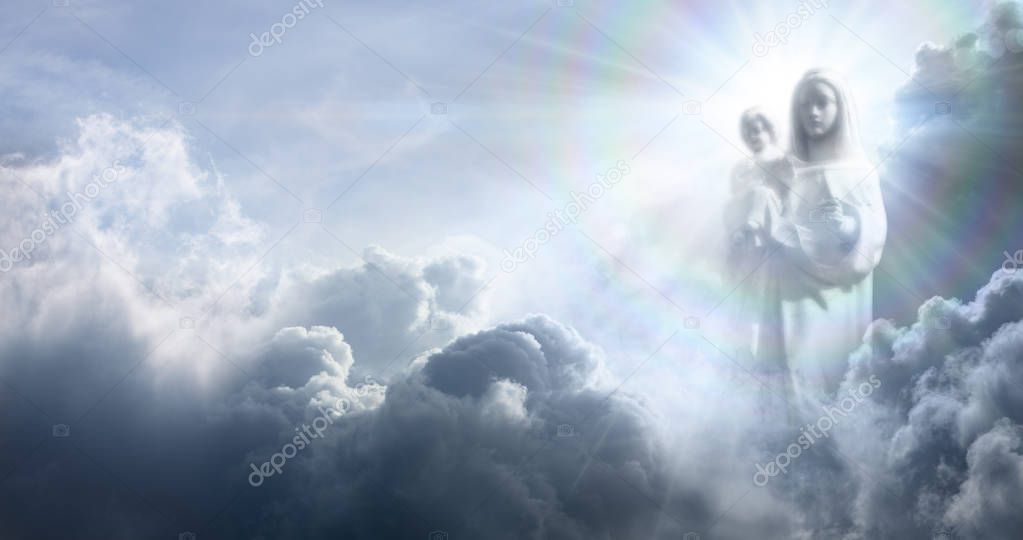 Apparition Of The Virgin Mary And Baby Jesus In The Clouds