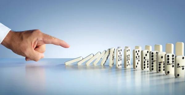 Domino Effect Blokken Ineenstorting — Stockfoto