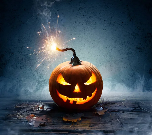 Halloween Esplosivo Detonazione Zucca Bomba — Foto Stock