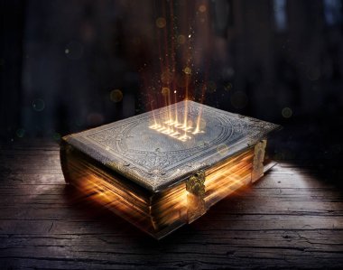 Shining Holy Bible - Ancient Book On Old Table clipart