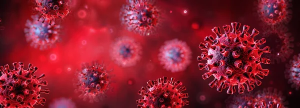 Covid Sars Cov Liquid Coronavirus Red Background 3Dイラスト — ストック写真