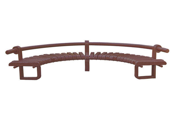 Park semicircular bench for walkers. Shot in a Kiev park in daylight. Isolated image ready for use in advertising and creative projects.