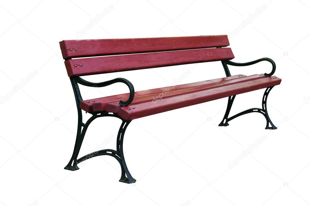 Park bench for people walking. Photographed in a Kiev park in daylight. Isolated image ready for use in advertising and creative projects.