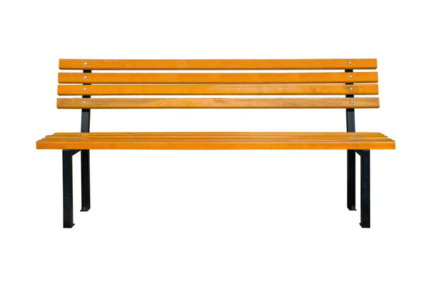    Park bench for people walking. Photographed in a Kiev park in daylight. Isolated image ready for use in advertising and creative projects.                            