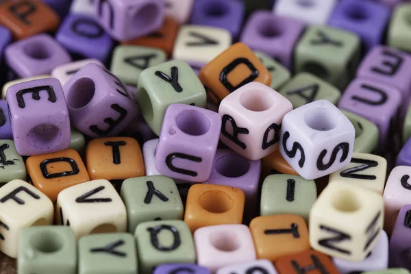 Selective Focus Tips Wording Alphabet Color Beads Wooden Background — Stock Photo, Image