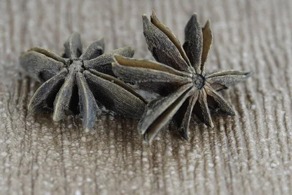 Anise Stars Wooden Background Close View — Stock Photo, Image