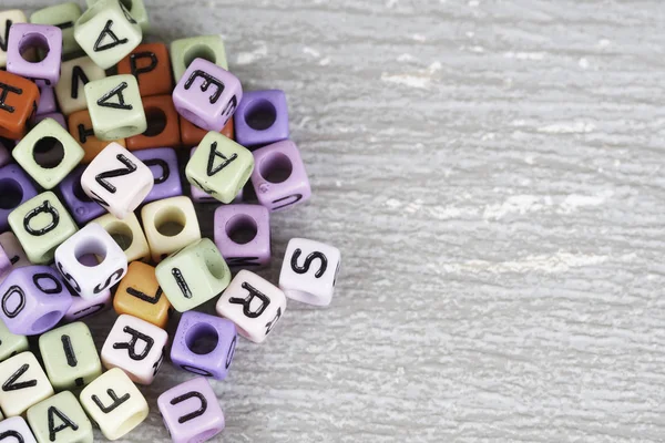 Selective Focus Tips Wording Alphabet Color Beads Wooden Background — Stock Photo, Image