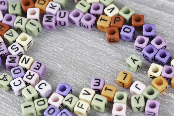 Selective Focus Tips Wording Alphabet Color Beads Wooden Background — Stock Photo, Image