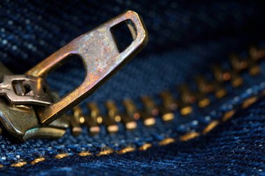 fermuarlı denim kot makro çekim