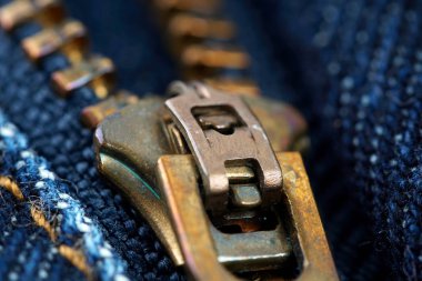 fermuarlı denim kot makro çekim