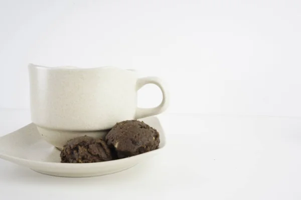 Estúdio Tiro Xícara Chá Com Cookies — Fotografia de Stock