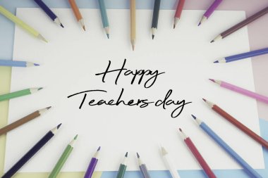  Bir kalem renginin çerçevesi ve içinde öğretmenler günü yazıları var