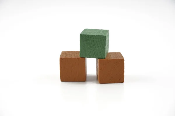 Barevné Bloky Dřevěné Kostky Bílém Pozadí — Stock fotografie