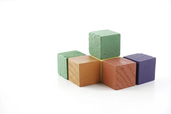 Colorful Wooden Cube Blocks White Background — Stock Photo, Image