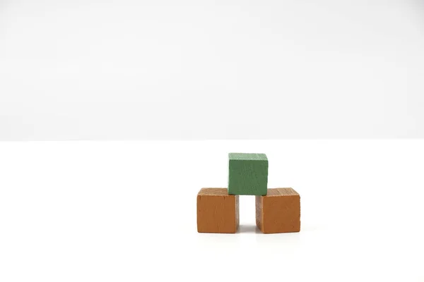 Kolorowe Bloki Kostki Drewniane Białym Tle — Zdjęcie stockowe