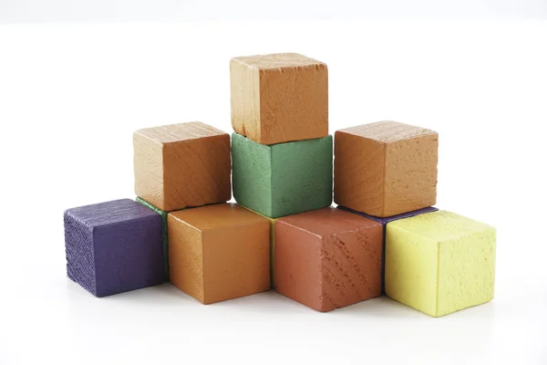 Colorful Wooden Cube Blocks White Background — Stock Photo, Image