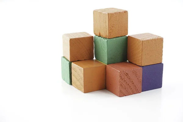Colorful Wooden Cube Blocks White Background — Stock Photo, Image